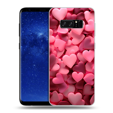 Силиконовый чехол на Samsung Galaxy Note 8 с принтом розовые сердечки Силиконовый чехол на Samsung Galaxy Note 8 с принтом розовые сердечки