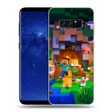 Силиконовый чехол на Samsung Galaxy Note 8 с принтом Майнкрафт Minecraft