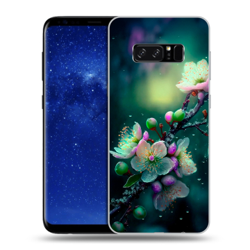 Силиконовый чехол на Samsung Galaxy Note 8 с принтом Цветы и мрамор Силиконовый чехол на Samsung Galaxy Note 8 с принтом Цветы и мрамор