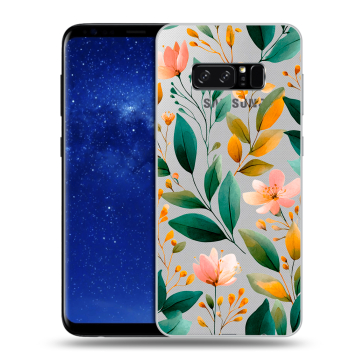 Силиконовый чехол на Samsung Galaxy Note 8 с принтом Цветы паттерн Силиконовый чехол на Samsung Galaxy Note 8 с принтом Цветы паттерн