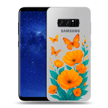 Силиконовый чехол на Samsung Galaxy Note 8 с принтом цветы бабочки Силиконовый чехол на Samsung Galaxy Note 8 с принтом цветы бабочки
