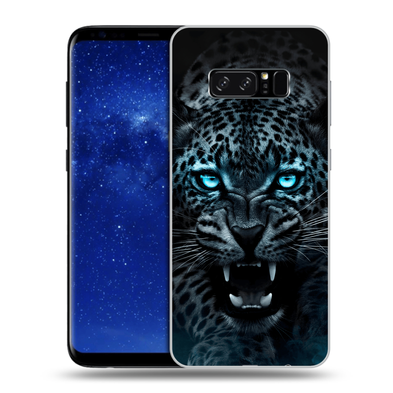 Силиконовый противоударный чехол на Samsung Galaxy Note 8 с принтом Темный леопард Силиконовый противоударный чехол на Samsung Galaxy Note 8 с принтом Темный леопард