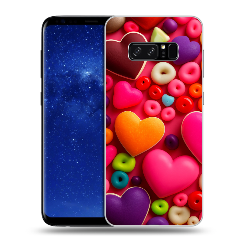 Силиконовый противоударный чехол на Samsung Galaxy Note 8 с принтом Сердечки Силиконовый противоударный чехол на Samsung Galaxy Note 8 с принтом Сердечки