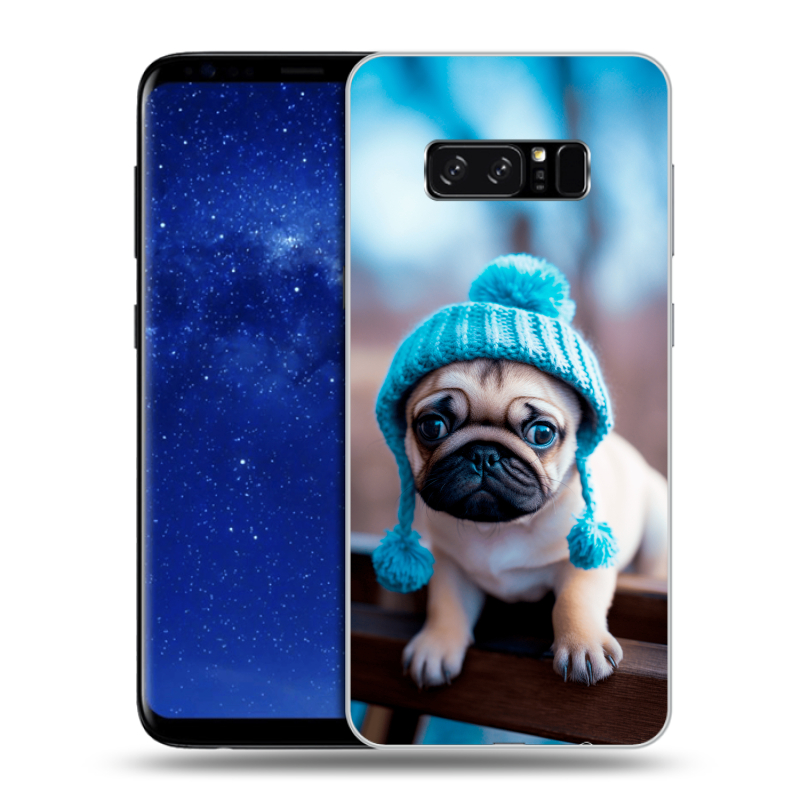 Силиконовый противоударный чехол на Samsung Galaxy Note 8 с принтом Мопс в шапке Силиконовый противоударный чехол на Samsung Galaxy Note 8 с принтом Мопс в шапке