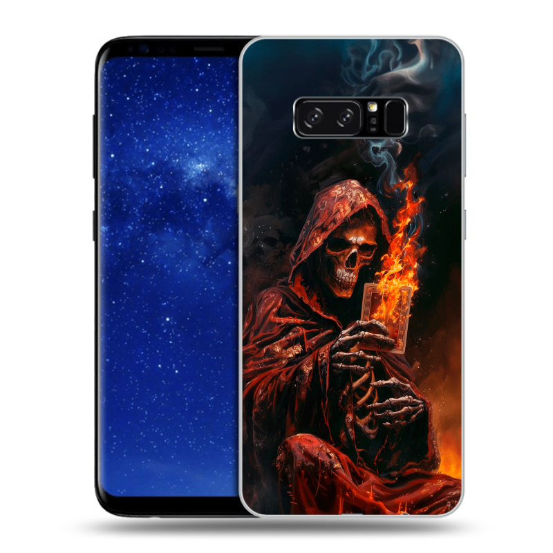Силиконовый противоударный чехол на Samsung Galaxy Note 8 с принтом Скелет и карты Силиконовый противоударный чехол на Samsung Galaxy Note 8 с принтом Скелет и карты