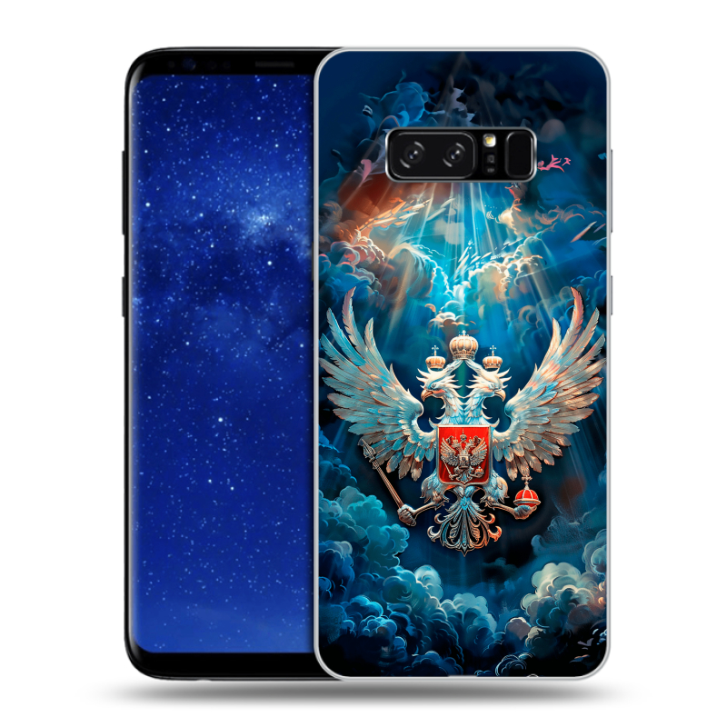 Силиконовый противоударный чехол на Samsung Galaxy Note 8 с принтом Герб флаг России Силиконовый противоударный чехол на Samsung Galaxy Note 8 с принтом Герб флаг России