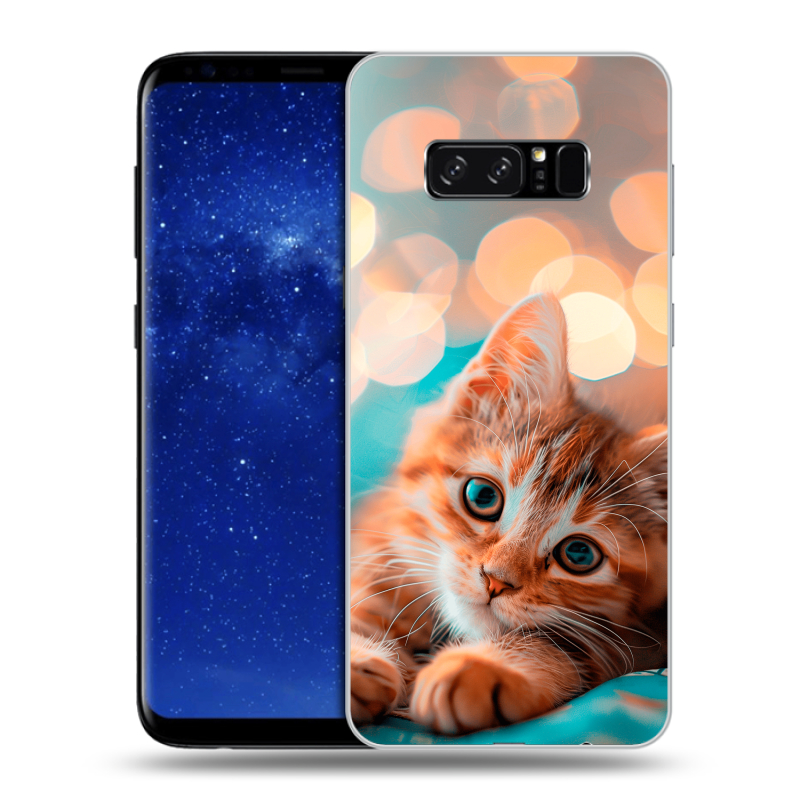 Силиконовый противоударный чехол на Samsung Galaxy Note 8 с принтом котик Силиконовый противоударный чехол на Samsung Galaxy Note 8 с принтом котик