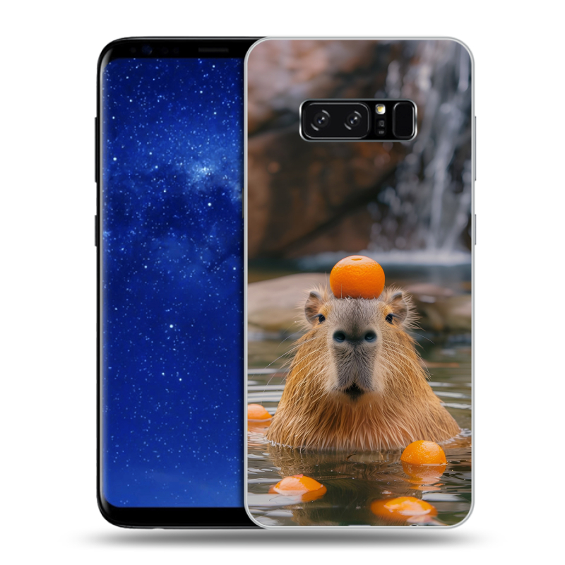 Силиконовый чехол на Samsung Galaxy Note 8 с принтом Капибара с апельсином Силиконовый чехол на Samsung Galaxy Note 8 с принтом Капибара с апельсином