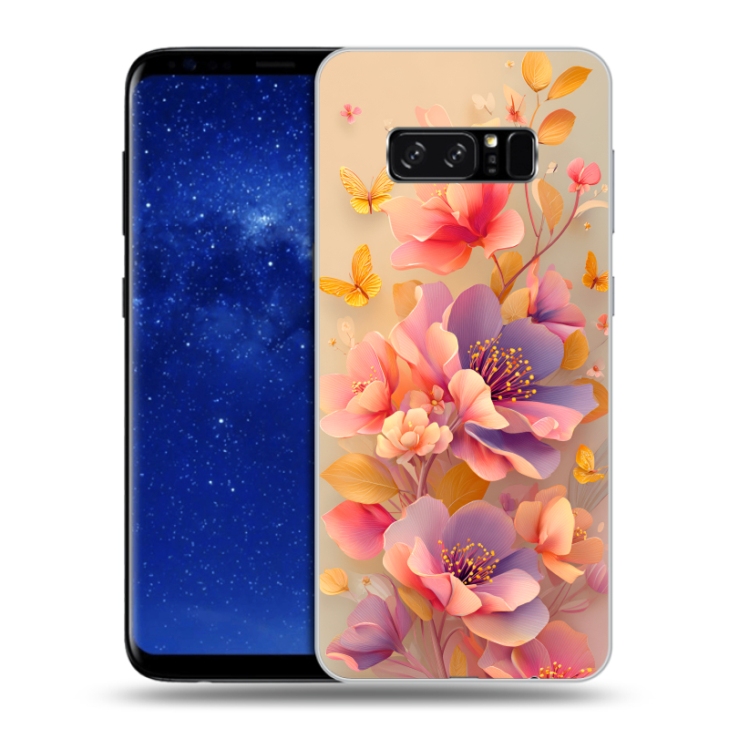 Силиконовый чехол на Samsung Galaxy Note 8 с принтом Цветы и бабочки Силиконовый чехол на Samsung Galaxy Note 8 с принтом Цветы и бабочки