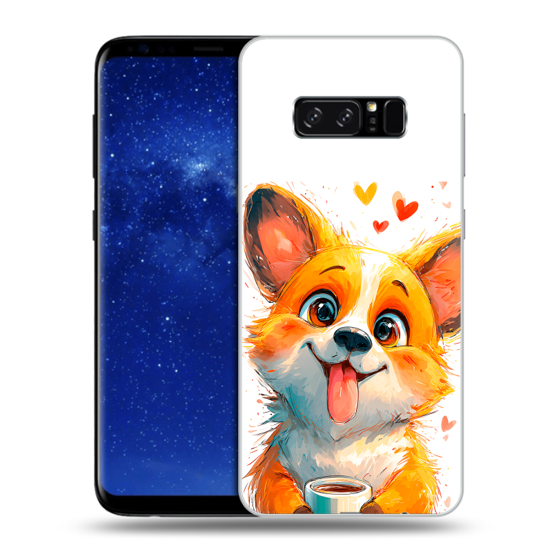 Силиконовый противоударный чехол на Samsung Galaxy Note 8 с принтом корги Силиконовый противоударный чехол на Samsung Galaxy Note 8 с принтом корги