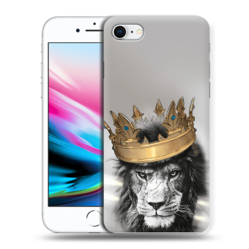 Силиконовый чехол на Iphone 8 с принтом Лев с короной