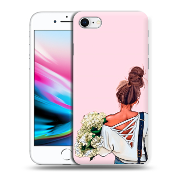 Силиконовый чехол на Iphone 8 с принтом Девушка и букет