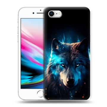 Силиконовый чехол на Iphone 8 с принтом Волк ночной Силиконовый чехол на Iphone 8 с принтом Волк ночной