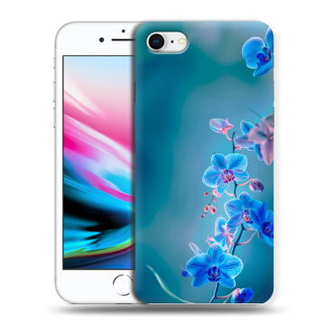Силиконовый чехол на Iphone 8 с принтом Голубые цветы