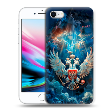 Силиконовый чехол на Iphone 8 с принтом Герб флаг России Силиконовый чехол на Iphone 8 с принтом Герб флаг России