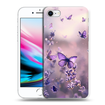 Силиконовый чехол на Iphone 8 с принтом бабочки и лаванда