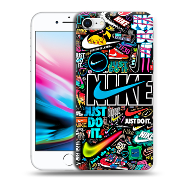 Силиконовый чехол на Iphone 8 с принтом найк nike черный