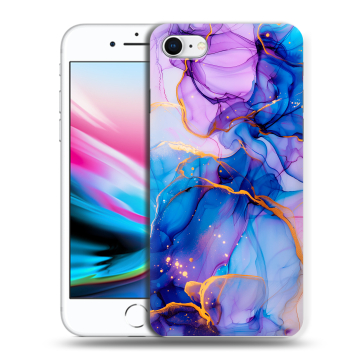 Силиконовый чехол на Iphone 8 с принтом синий мрамор