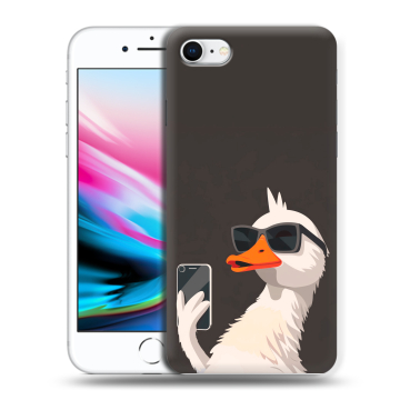 Силиконовый чехол на Iphone 8 с принтом утка в очках Силиконовый чехол на Iphone 8 с принтом утка в очках