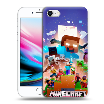 Силиконовый чехол на Iphone 8 с принтом Майнкрафт Minecraft