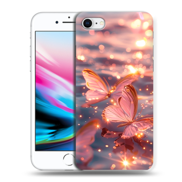 Силиконовый чехол на Iphone 8 с принтом бабочки розовые