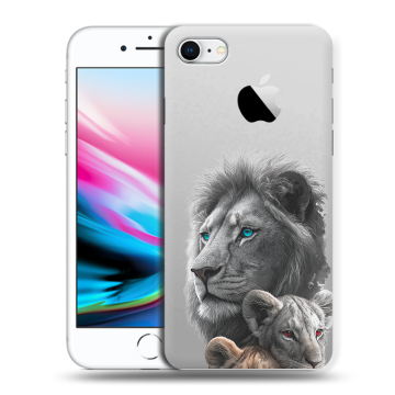 Силиконовый чехол на Iphone 8 с принтом Львы Силиконовый чехол на Iphone 8 с принтом Львы