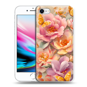 Силиконовый чехол на Iphone 8 с принтом Цветы и бабочки Силиконовый чехол на Iphone 8 с принтом Цветы и бабочки