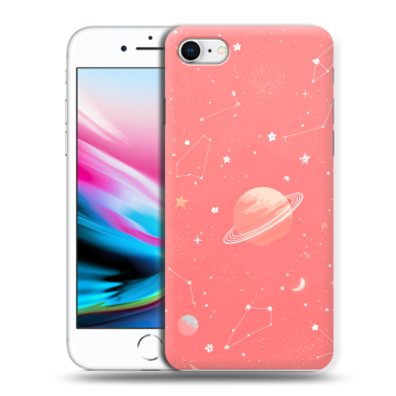 Силиконовый чехол на Iphone 8 с принтом Розовый космос Силиконовый чехол на Iphone 8 с принтом Розовый космос