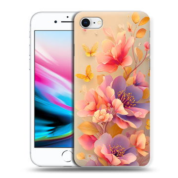 Силиконовый чехол на Iphone 8 с принтом Цветы и бабочки Силиконовый чехол на Iphone 8 с принтом Цветы и бабочки