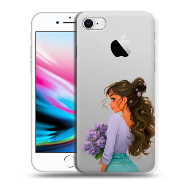 Силиконовый чехол на Iphone 8 с принтом девушка цветы Силиконовый чехол на Iphone 8 с принтом девушка цветы