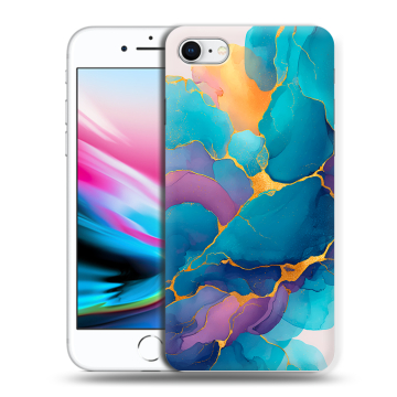 Силиконовый чехол на Iphone 8 с принтом Мрамор блестки Силиконовый чехол на Iphone 8 с принтом Мрамор блестки