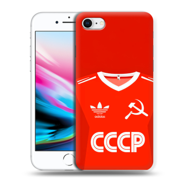 Силиконовый чехол на Iphone 8 с принтом Флаг Герб СССР Силиконовый чехол на Iphone 8 с принтом Флаг Герб СССР