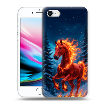 Силиконовый чехол на Iphone 8 с принтом Новый год коня Силиконовый чехол на Iphone 8 с принтом Новый год коня