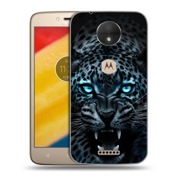 Пластиковый чехол на Motorola Moto C с принтом Темный леопард