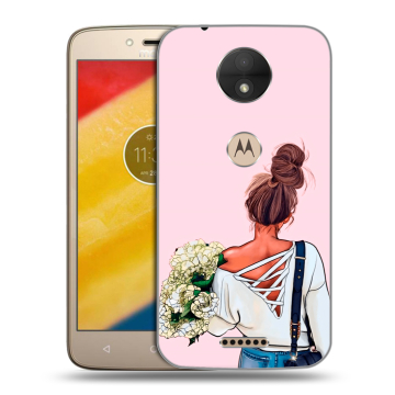 Пластиковый чехол на Motorola Moto C с принтом Девушка и букет
