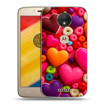 Пластиковый чехол на Motorola Moto C с принтом Сердечки