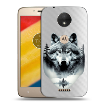 Пластиковый чехол на Motorola Moto C с принтом Волк в лесу