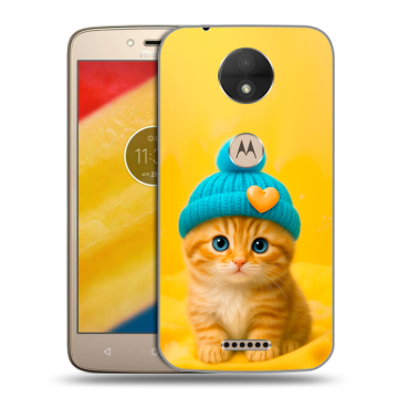 Пластиковый чехол на Motorola Moto C с принтом Котенок в шапке