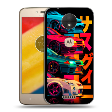 Пластиковый чехол на Motorola Moto C с принтом Гоночные машины