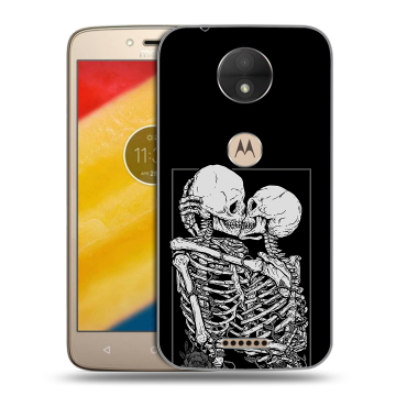 Пластиковый чехол на Motorola Moto C с принтом Поцелуй скелетов