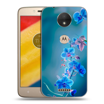Пластиковый чехол на Motorola Moto C с принтом Голубые цветы