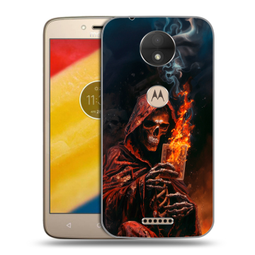Пластиковый чехол на Motorola Moto C с принтом Скелет и карты