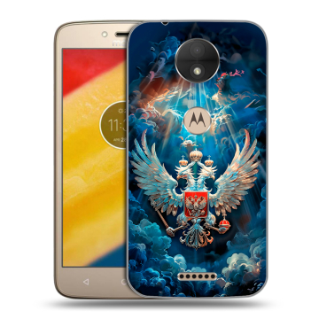 Пластиковый чехол на Motorola Moto C с принтом Герб флаг России