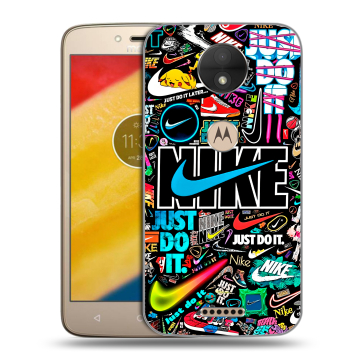 Пластиковый чехол на Motorola Moto C с принтом найк nike черный Пластиковый чехол на Motorola Moto C с принтом найк nike черный