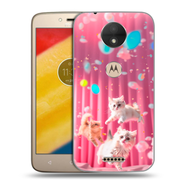 Пластиковый чехол на Motorola Moto C с принтом милые котики Пластиковый чехол на Motorola Moto C с принтом милые котики