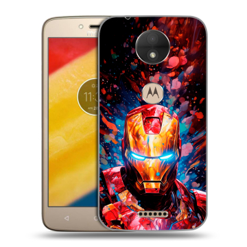 Пластиковый чехол на Motorola Moto C с принтом Железный человек Ironman