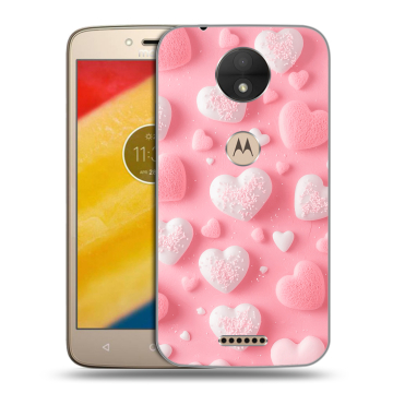 Пластиковый чехол на Motorola Moto C с принтом Сердечки