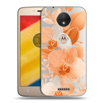 Пластиковый чехол на Motorola Moto C с принтом Бежевые цветы Пластиковый чехол на Motorola Moto C с принтом Бежевые цветы