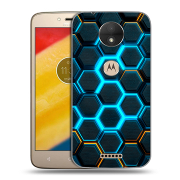 Пластиковый чехол на Motorola Moto C с принтом Неоновые соты Пластиковый чехол на Motorola Moto C с принтом Неоновые соты