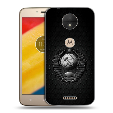 Пластиковый чехол на Motorola Moto C с принтом Герб Флаг СССР
